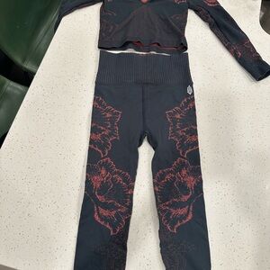 Free People Black and pink workout set